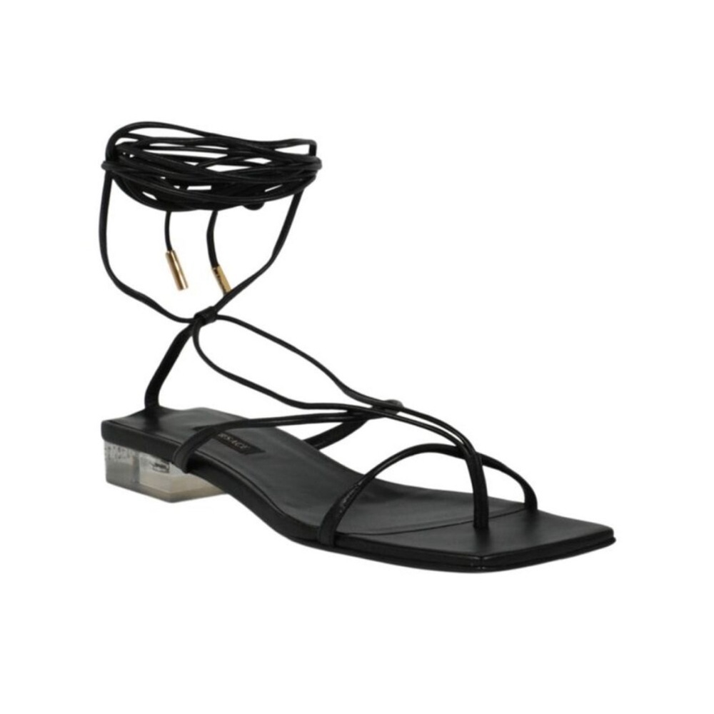Versace Lace-Up Sandals Black Womens Size 35 NWT